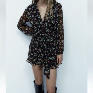 Zara Floral Black Mini Dress